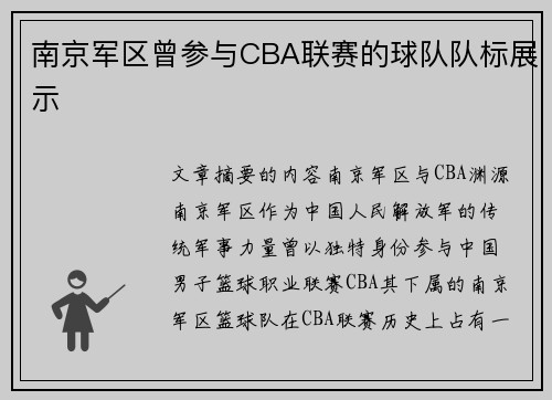 南京军区曾参与CBA联赛的球队队标展示