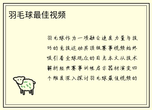 羽毛球最佳视频